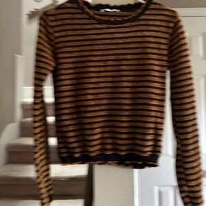 Zara Black and Brown Striped Sweater